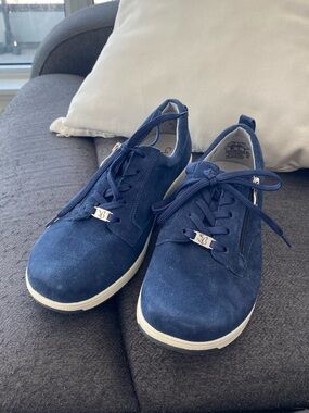 Women’s Navy blue Suede Casual Sneakers - Comfortable Lace-Up Shoes